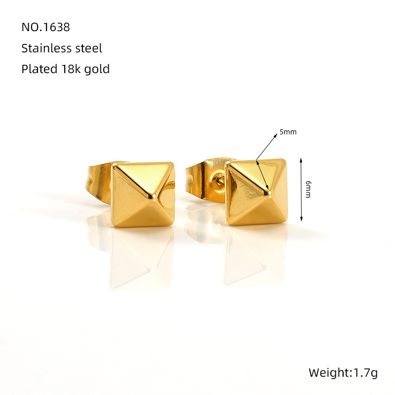 1 Paar Simple Series Simple Titanstahl 18 Karat vergoldete Damen-Ohrstecker Bild2