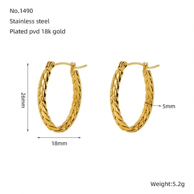 1 Paar Creolen aus der Simple Series Simple Strip aus Titanstahl mit 18 Karat Vergoldung für Damen h5 Bild2