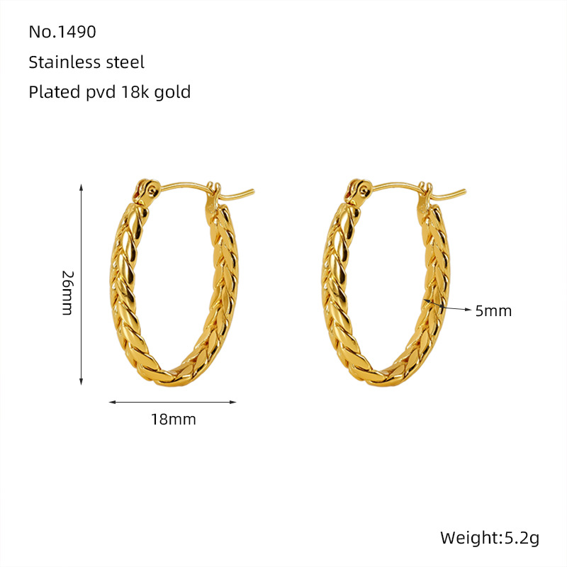 1 Paar Creolen aus der Simple Series Simple Strip aus Titanstahl mit 18 Karat Vergoldung für Damen Bild2