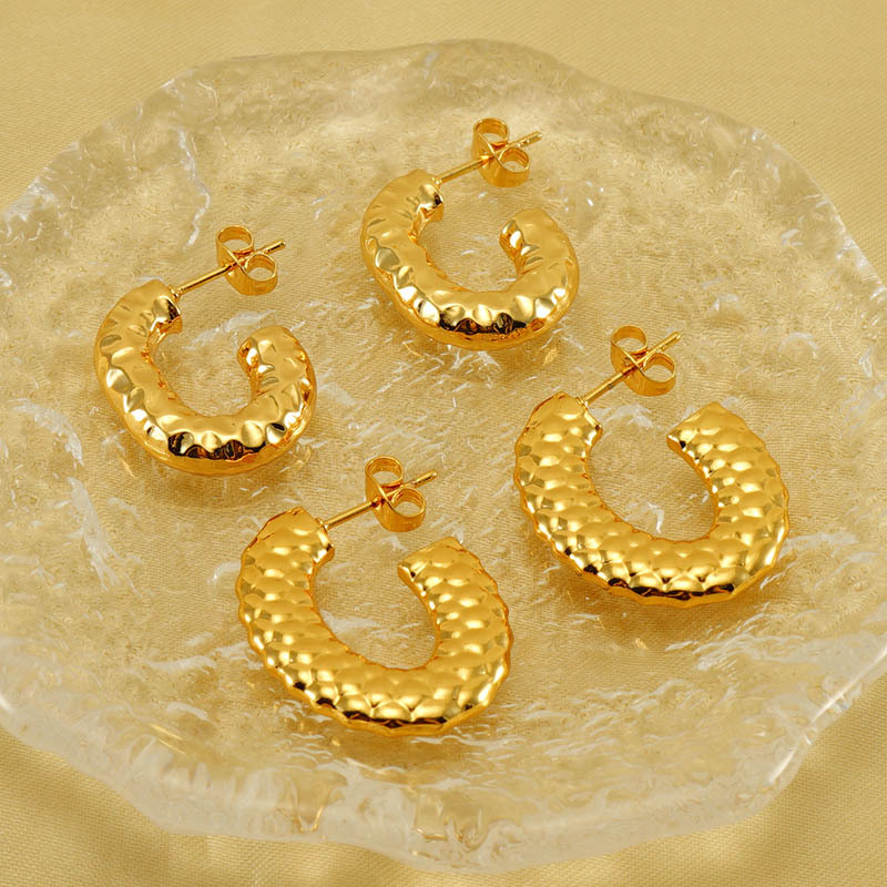 1 Paar Simple Series Einfache geometrische 18 Karat vergoldete Ohrstecker für Damen Bild2