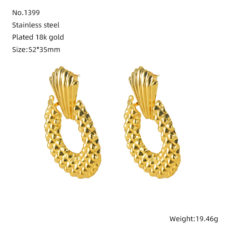 1 Pair Simple Series Simple Geometric Stainless Steel 18K Gold Plated Women Drop Earrings Picture2
