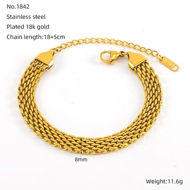 1 Piece Classic Series Retro Titanium Steel 18K Gold Plated Unisex Chain Bracelets h5 Picture2