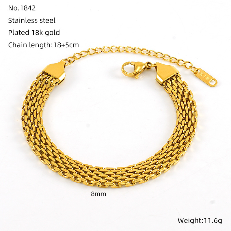 1 Piece Classic Series Retro Titanium Steel 18K Gold Plated Unisex Chain Bracelets Picture2