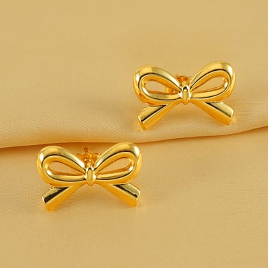 1 Paar Simple Series Daily Bow Knot Edelstahl 18 Karat vergoldete Damen-Ohrstecker h5 