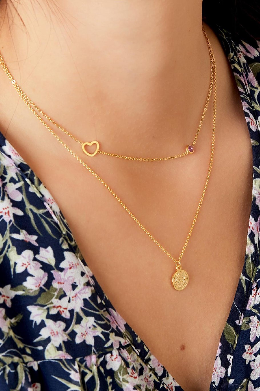 Birthstone necklace January gold Picture2