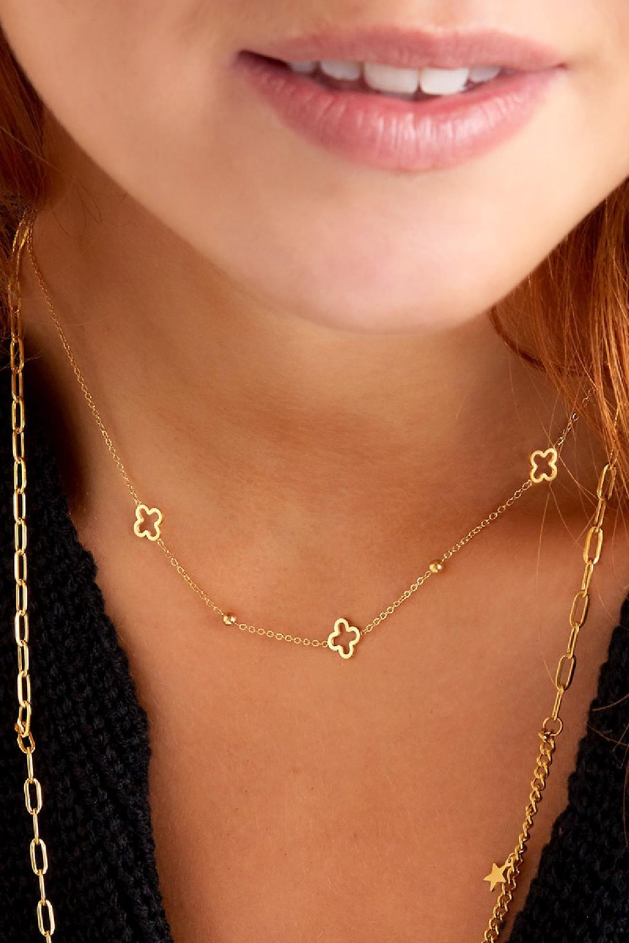 Necklace open clovers 