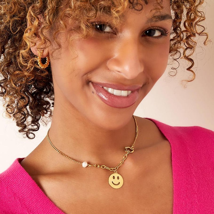 Stainless steel necklace smiley face 