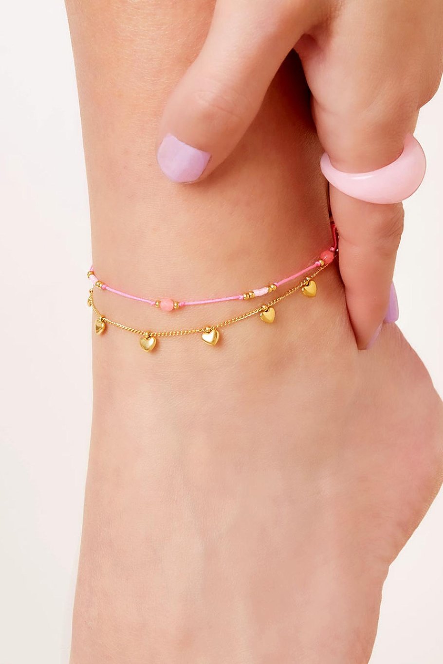 Anklet heart charms 