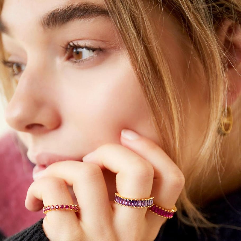 Adjustable colorful gems ring  