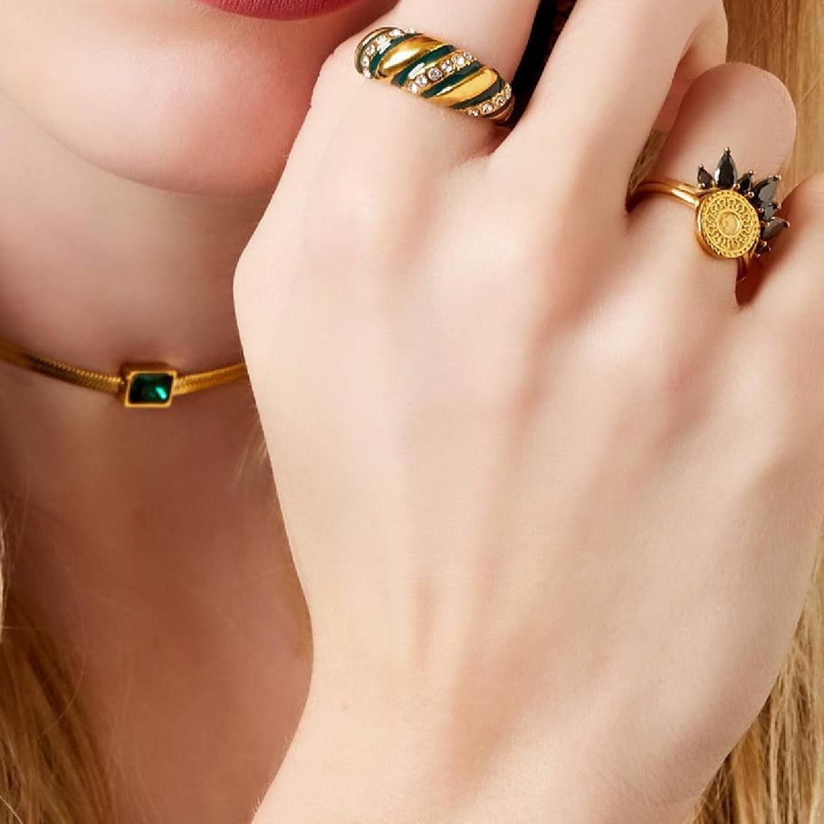 Anello in acciaio inossidabile Sole 