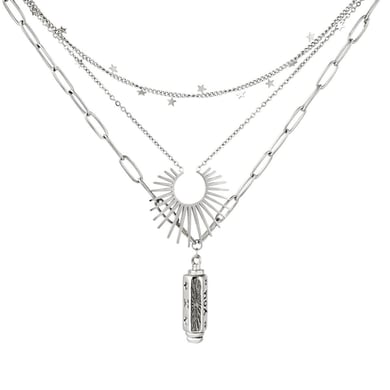 Collar Sol Estrellas Colgante Oro h5 Imagen2