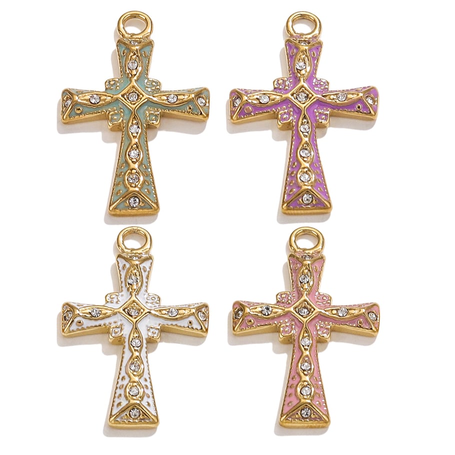 1 Pair Classic Series Retro Cross 18K Gold Plated Women Pendants Picture2