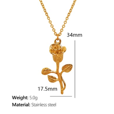1 Piece Romantic Series Sweet Flower Titanium Steel 18K Gold Plated Women Pendant Necklaces h5 Picture2