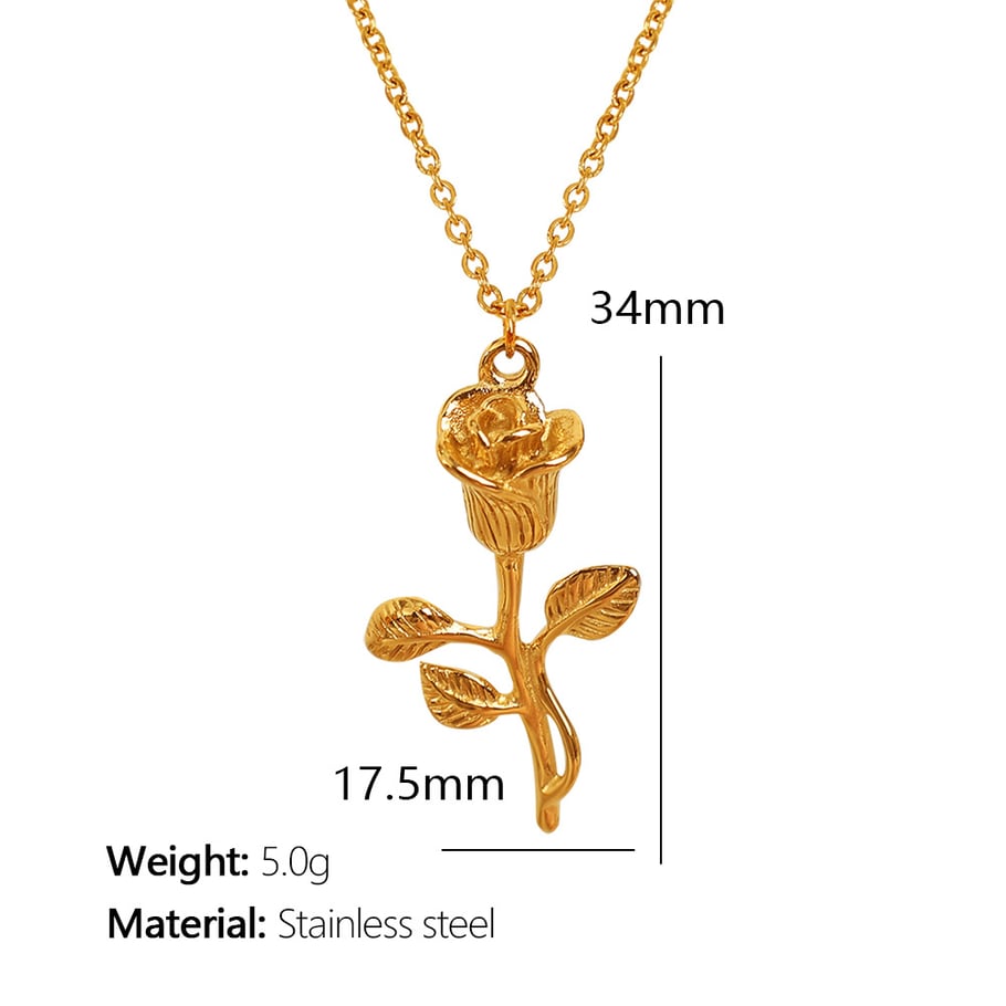 1 Piece Romantic Series Sweet Flower Titanium Steel 18K Gold Plated Women Pendant Necklaces Picture2