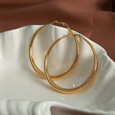 1 Pair Simple Series Classic Solid Color Titanium Steel 18K Gold Plated Women Hoop Earrings h5 