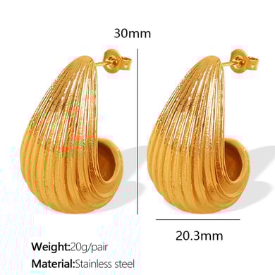1 Pair Simple Series Simple Droplet Stainless Steel 18K Gold Plated Women Stud Earrings h5 Picture2