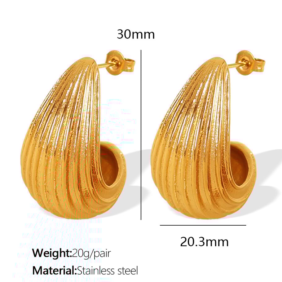1 Pair Simple Series Simple Droplet Stainless Steel 18K Gold Plated Women Stud Earrings Picture2