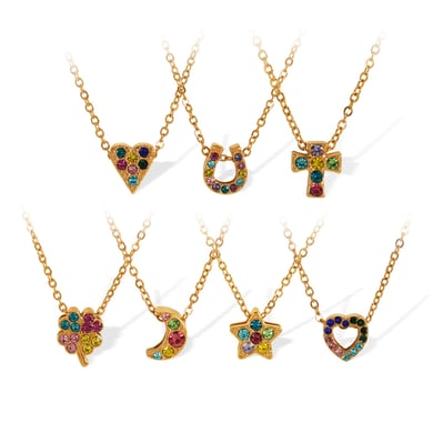 1 Piece Simple Series Simple Heart Stainless Steel 18K Gold Plated Rhinestone Women Pendant Necklaces h5 Picture2