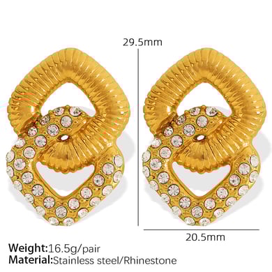 1 Pair Classic Series Retro Geometric Stainless Steel 18K Gold Plated Rhinestone Women Drop Earrings h5 Picture2