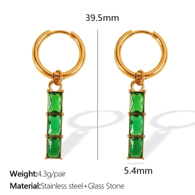 1 pair simple series classic geometric titanium steel  gold plated zircon women drop earrings h5 Picture2