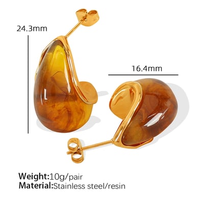 1 Pair Simple Series Retro Droplet Stainless Steel 18K Gold Plated Women Drop Earrings h5 Picture2