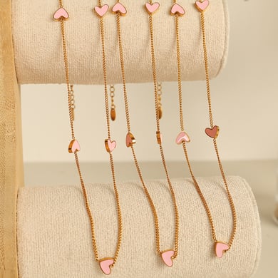 1 Piece Simple Series Simple Heart Stainless Steel 18K Gold Plated Women Pendant Necklaces h5 