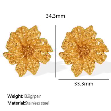1 Pair Romantic Series Retro Flower Stainless Steel 18K Gold Plated Women Stud Earrings h5 Picture2