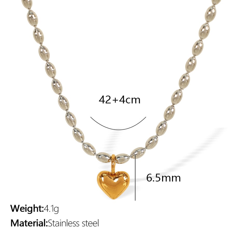 1 Piece Simple Series Simple Heart Stainless Steel 18K Gold Plated Women Pendant Necklaces Picture2