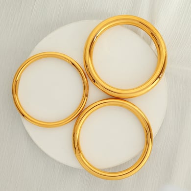 1 Piece Simple Series Simple Solid Color Stainless Steel 18K Gold Plated Women Bangles h5 Picture2
