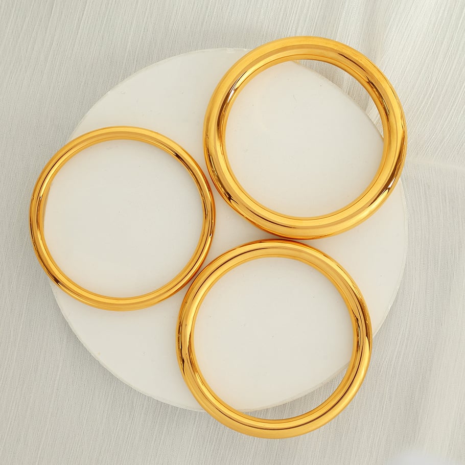 1 Piece Simple Series Simple Solid Color Stainless Steel 18K Gold Plated Women Bangles Picture2