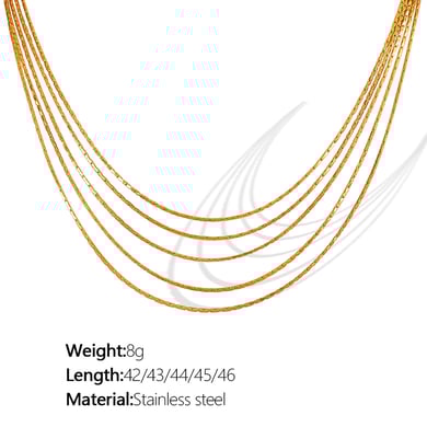 1 Piece Simple Series Simple Tassel Stainless Steel 18K Gold Plated Women Layered Necklaces h5 Picture2