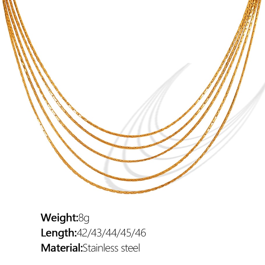 1 Piece Simple Series Simple Tassel Stainless Steel 18K Gold Plated Women Layered Necklaces Picture2