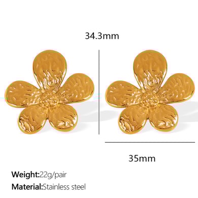 1 Pair Romantic Series Sweet Flower Titanium Steel 18K Gold Plated Women Stud Earrings h5 Picture2