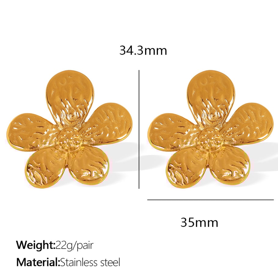 1 Pair Romantic Series Sweet Flower Titanium Steel 18K Gold Plated Women Stud Earrings Picture2