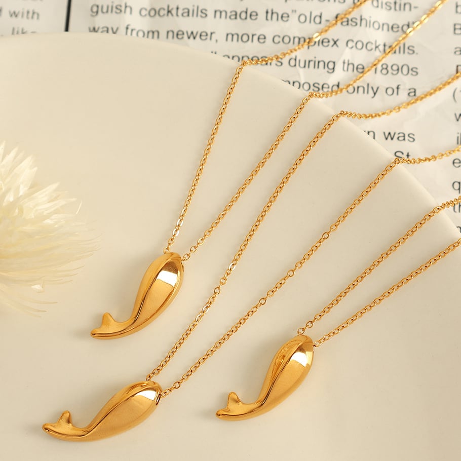 1 Piece Simple Series Casual Turtle Stainless Steel 18K Gold Plated Women Pendant Necklaces 