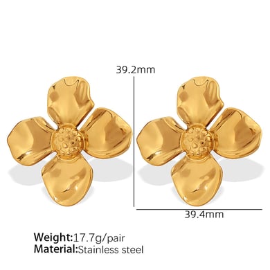 1 Paar Simple Series Retro Flower Edelstahl 18 Karat vergoldete Damen-Ohrstecker h5 Bild2