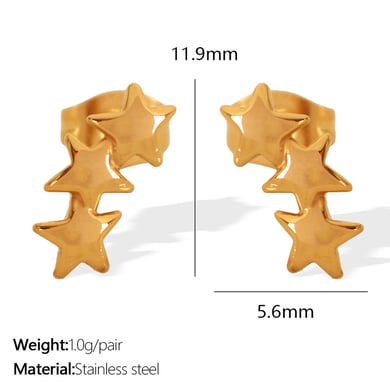 1 Pair Simple Series Casual Sun/Moon Stainless Steel 18K Gold Plated Women Stud Earrings h5 Picture2
