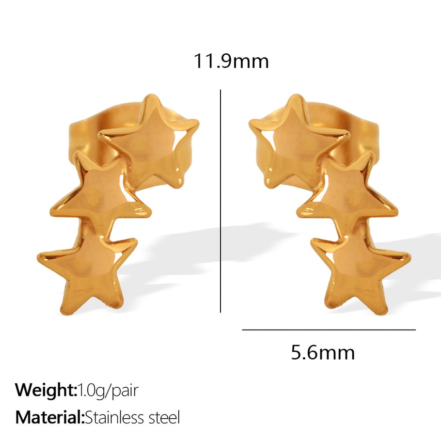 1 Pair Simple Series Casual Sun/Moon Stainless Steel 18K Gold Plated Women Stud Earrings Picture2