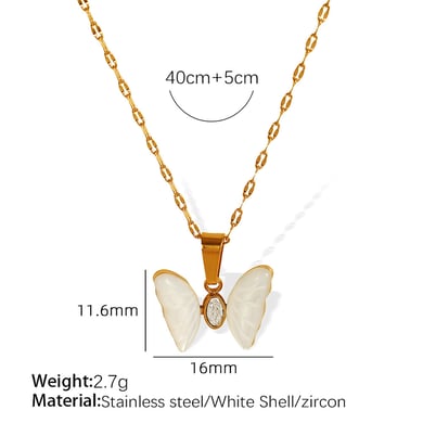 1 Piece Simple Series Sweet Animal Titanium Steel 18K Gold Plated Zircon Women Pendant Necklaces h5 Picture2