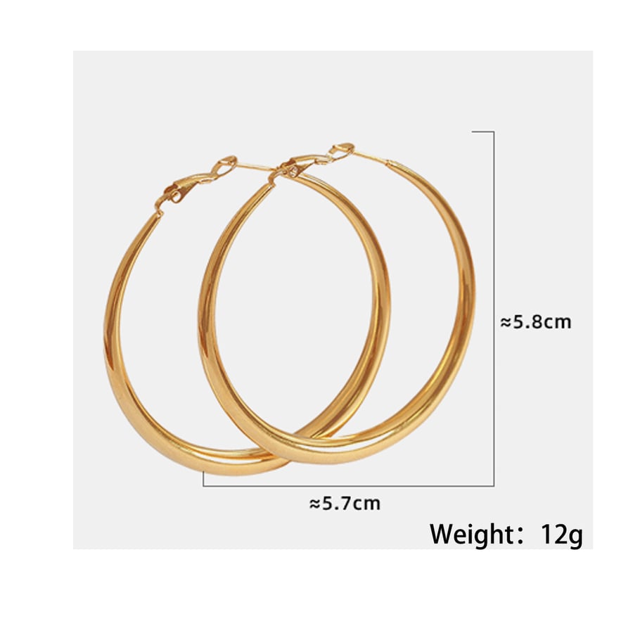1 Pair Simple Series Classic Solid Color Titanium Steel 18K Gold Plated Women Hoop Earrings Picture2