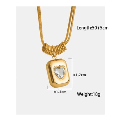 1 Piece Simple Series Simple Heart Stainless Steel 18K Gold Plated Zircon Women Pendant Necklaces h5 Picture2