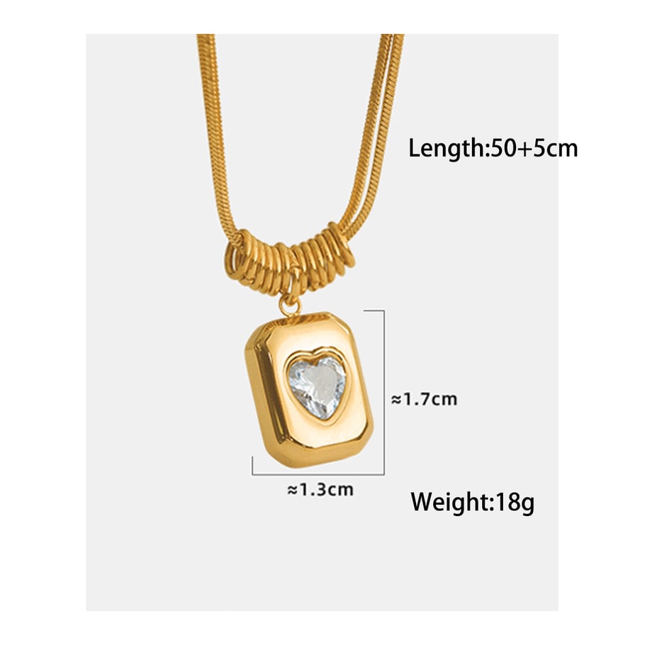 1 Piece Simple Series Simple Heart Stainless Steel 18K Gold Plated Zircon Women Pendant Necklaces Picture2