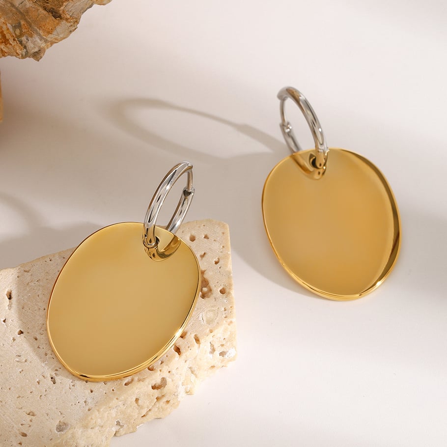 1 Pair Simple Series Daily Geometric Stainless Steel 18K Gold Plated Women Drop Earrings 