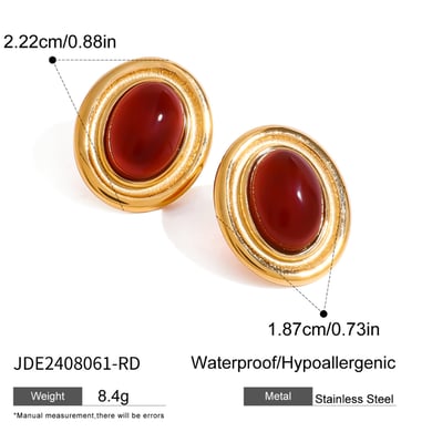 1 Pair Luxurious Series Retro Geometric 18K Gold Plated Artificial Gemstone Women Stud Earrings h5 Picture2