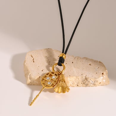 1 Piece Simple Series Casual Geometric Stainless Steel 18K Gold Plated Women Pendant Necklaces h5 
