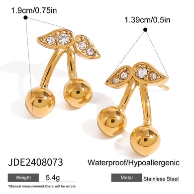 1 Paar Simple Series Sweet Plant Edelstahl 18 Karat vergoldet Zirkon Damen Ohrstecker h5 Bild2