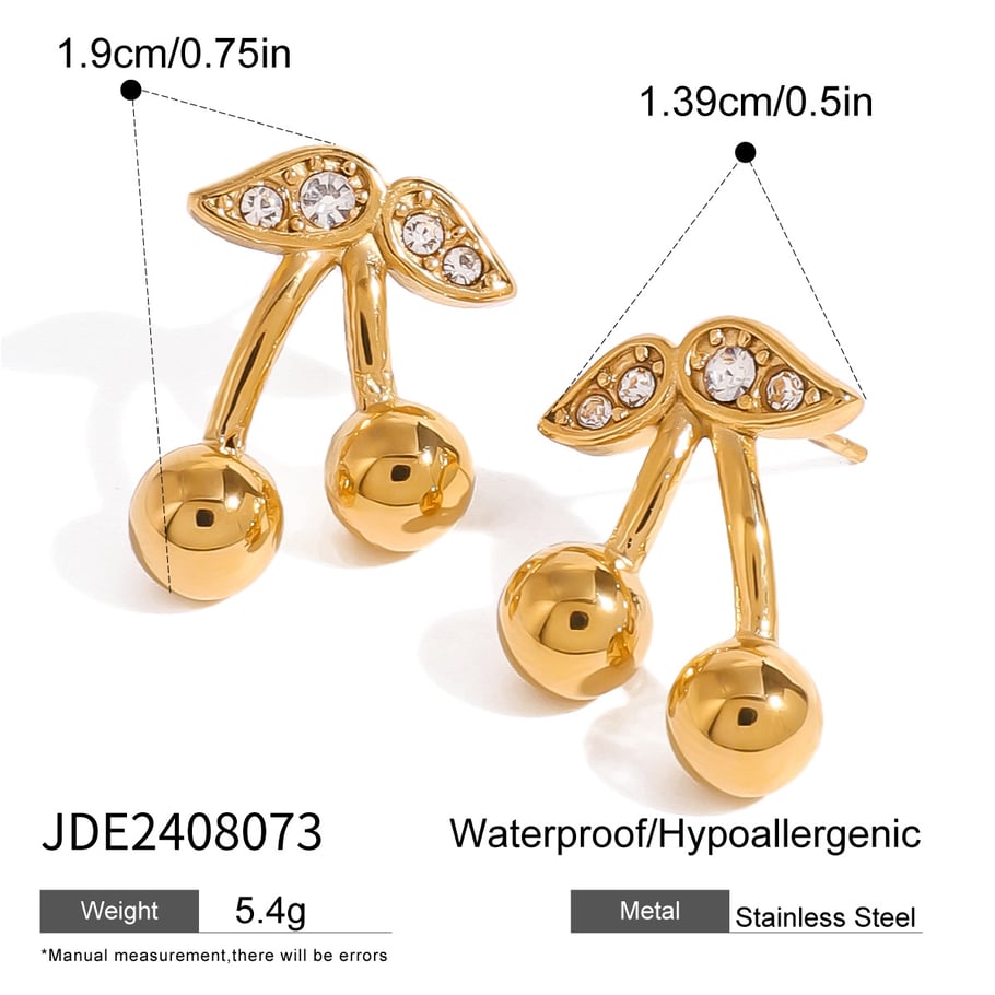 1 Paar Simple Series Sweet Plant Edelstahl 18 Karat vergoldet Zirkon Damen Ohrstecker h5Bild2