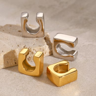 1 Paar Simple Series Casual Geometric Edelstahl 18 Karat vergoldet Damen Clip-on Ohrringe h5 