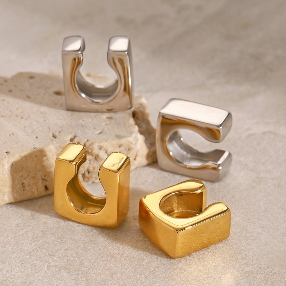 1 Paar Simple Series Casual Geometric Edelstahl 18 Karat vergoldet Damen Clip-on Ohrringe 