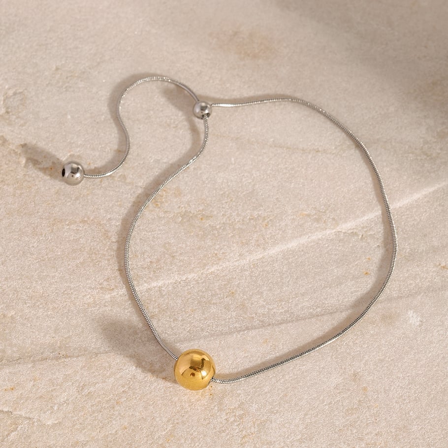 1 Piece Simple Series Casual Geometric Stainless Steel 18K Gold Plated Women Charm Bracelets 